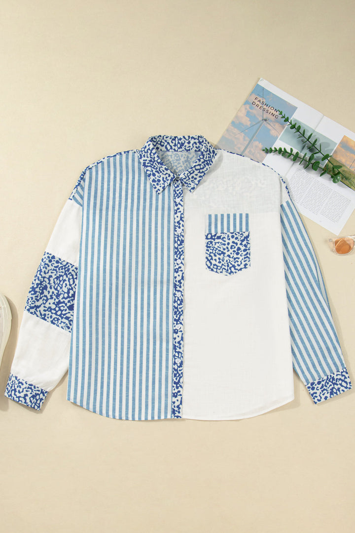 Livia Striped Patchwork Casual PLUS Shirt
