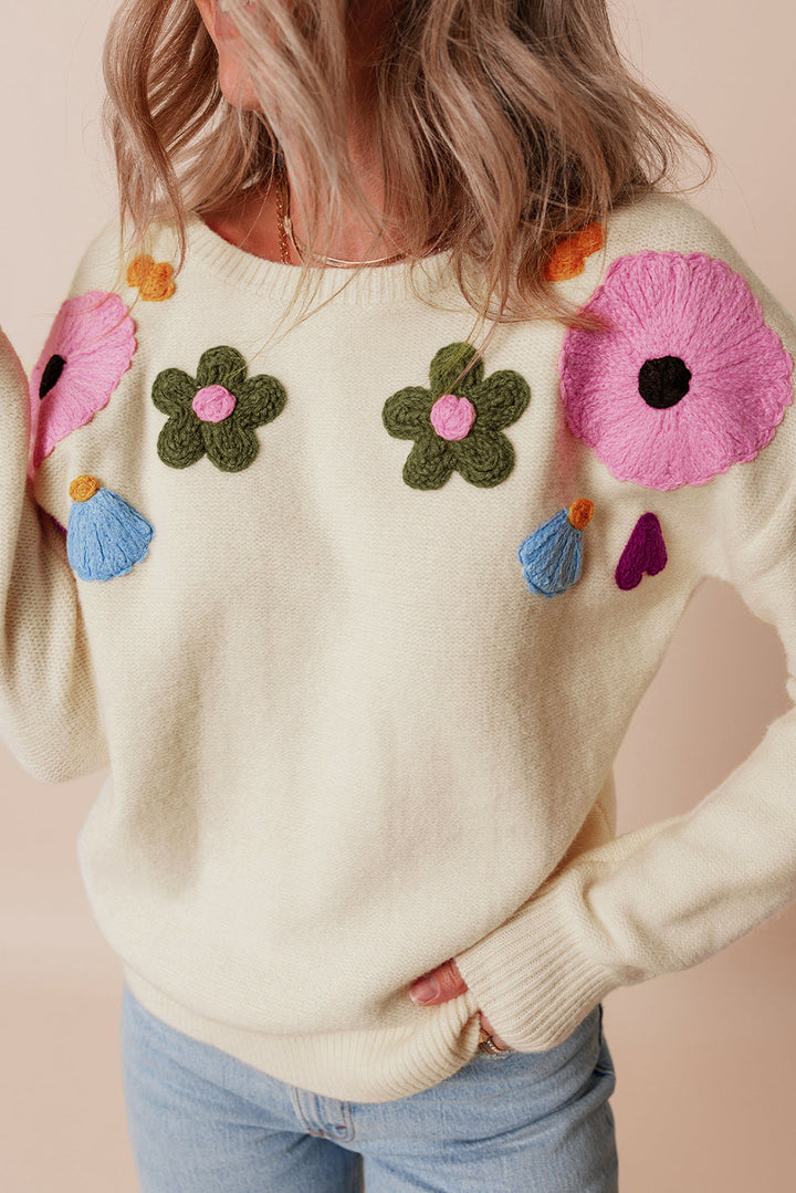 Tiana Pattern Ribbed Edge Sweater