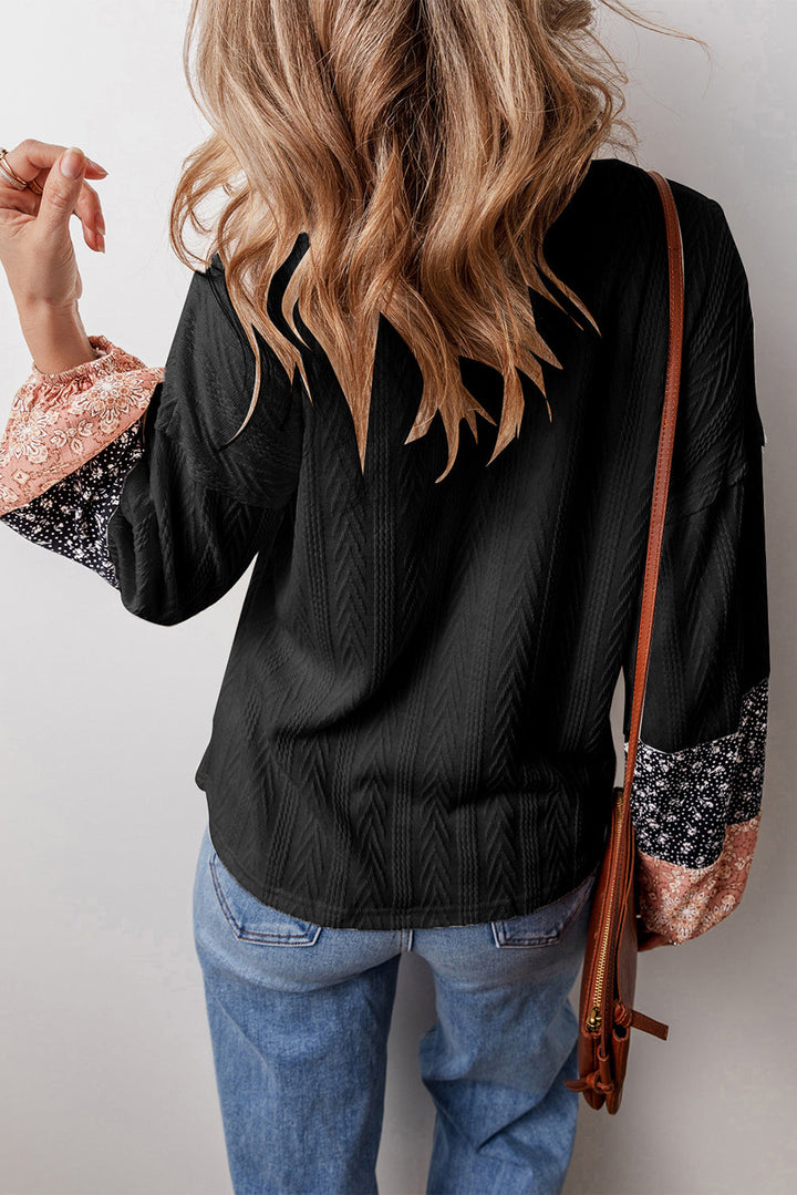 Poppy Textured Knit Drawstring Blouse
