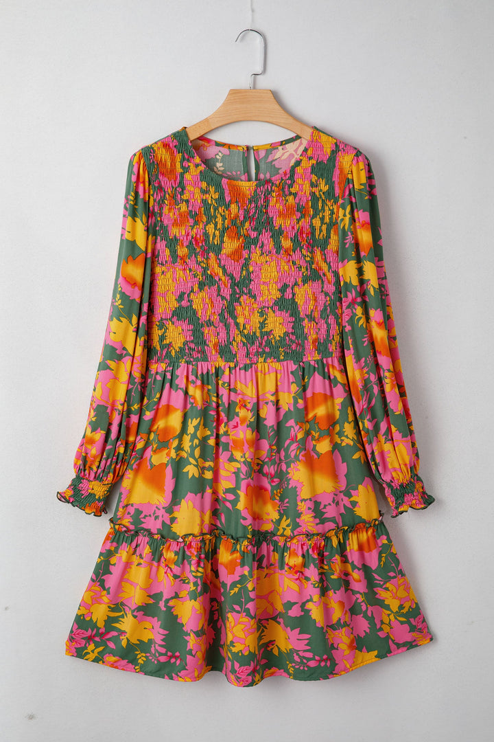Anna Smocked Ruffled Mini Dress