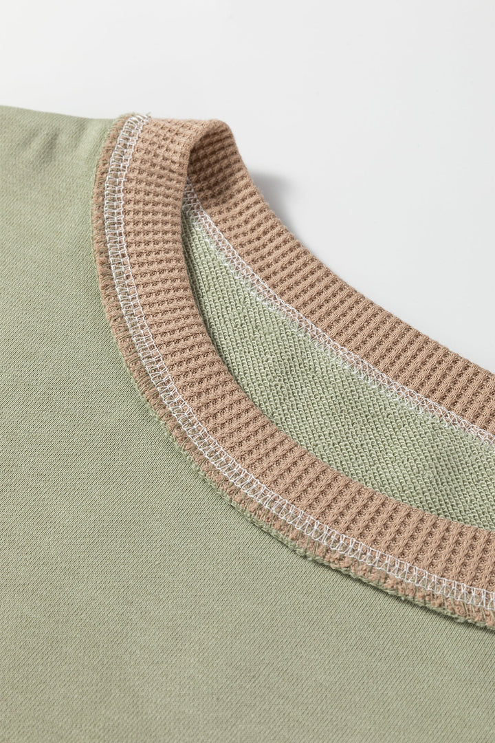 Maelynn Waffle Patchwork Oversize Sweatshirt