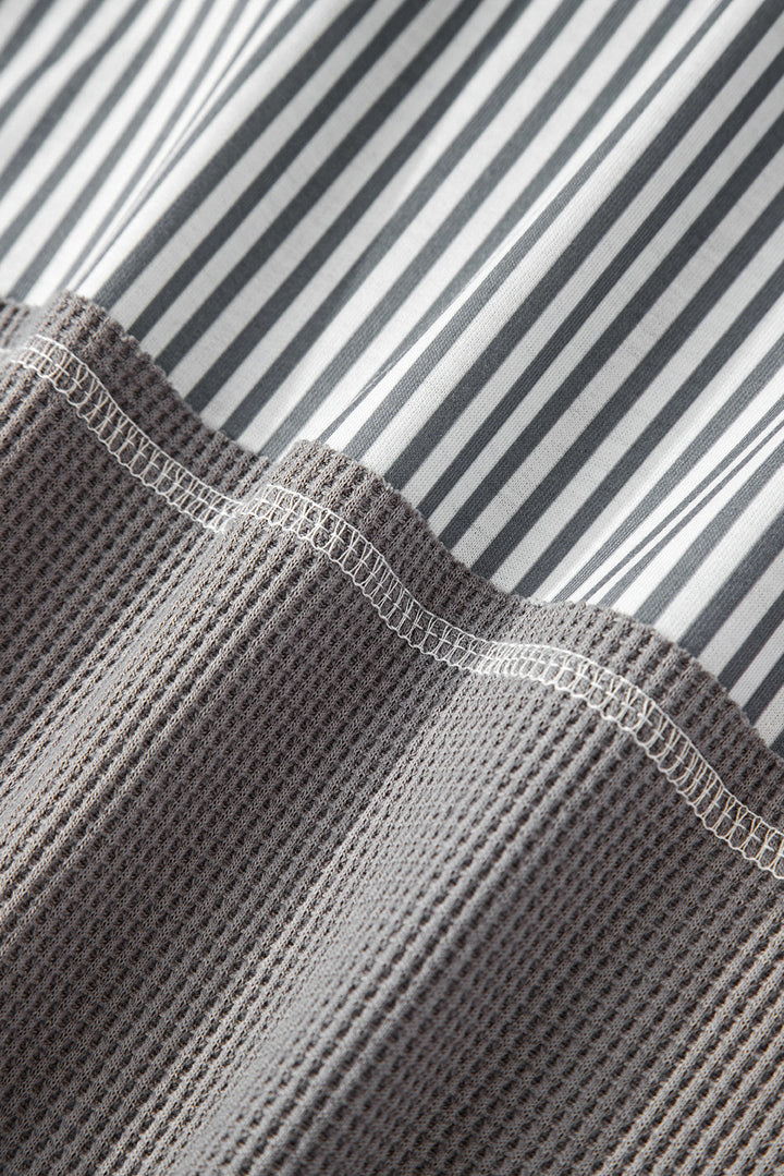 Taytum Patchwork Drawstring Hooded Long Sleeve Top