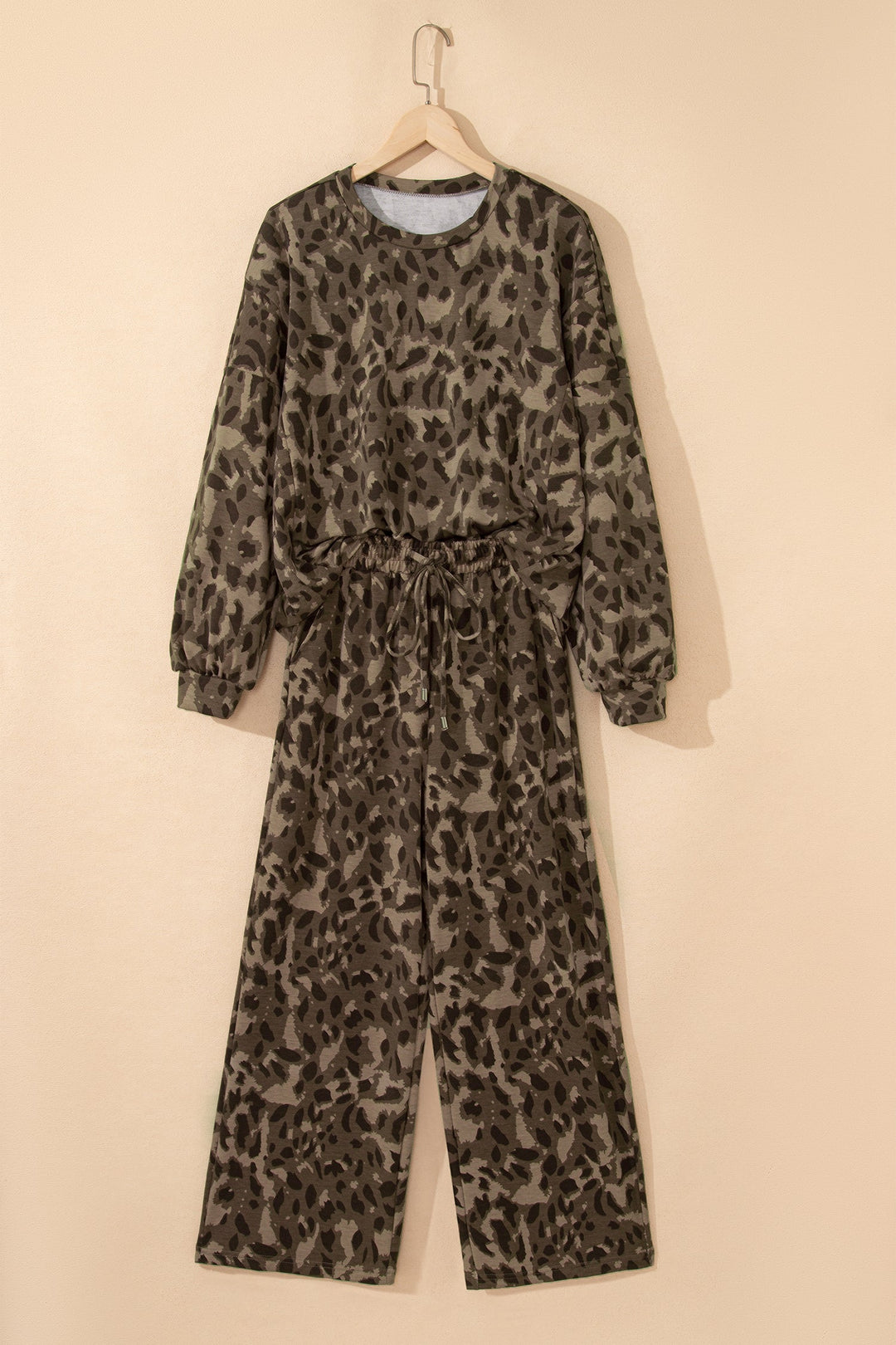 Catherine Leopard Pullover Drawstring Loose Pant Set