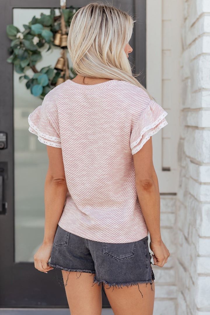 Amanda Ruffled Short Sleeve Blouse