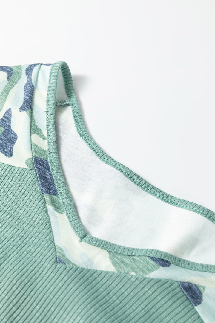 Mazie Mist Ribbed Patchwork PLUS Tee