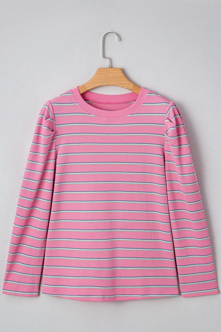 Giana Stripe Textured Knit Long Sleeve Top