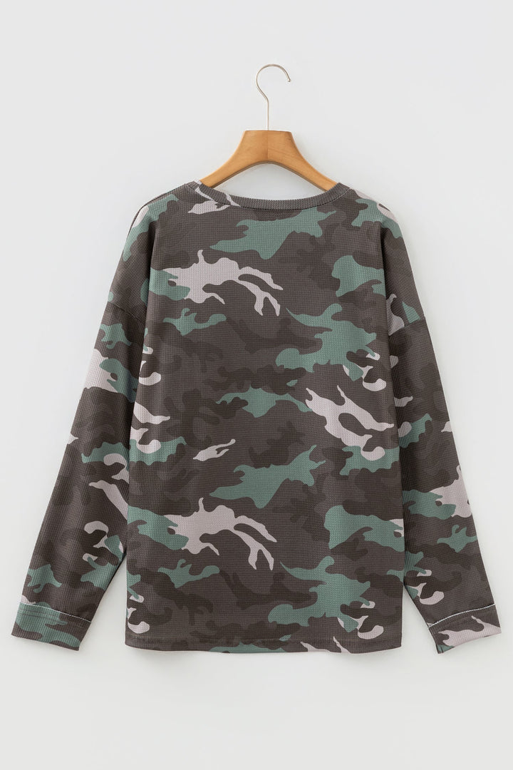 Anaya Textured Drop Shoulder Long Sleeve Top