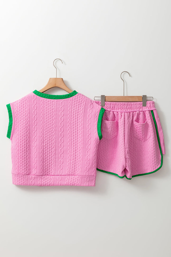 Lina Trim Cable Textured Shorts