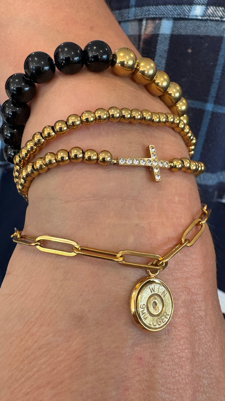 Paperclip Bracelet with bullet charm
