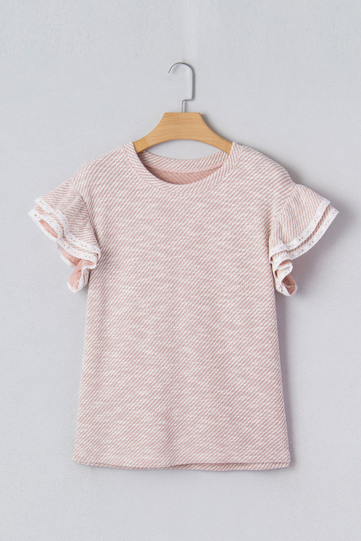 Amanda Ruffled Short Sleeve Blouse