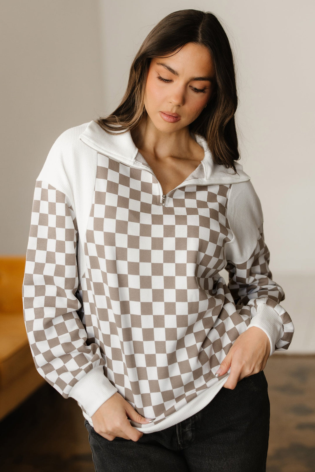 Rosalia Ribbed Patchwork Loose Sweatshirt