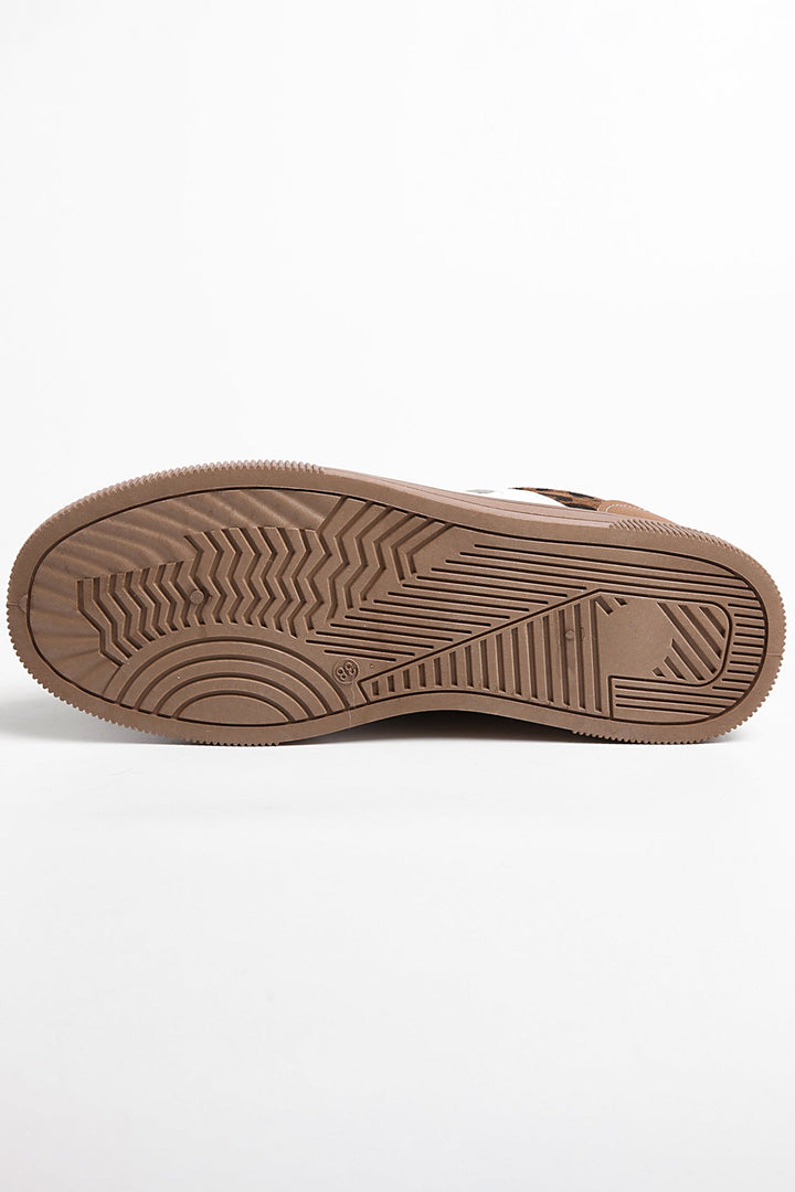 Lila Leather Patchwork Flat Sneakers