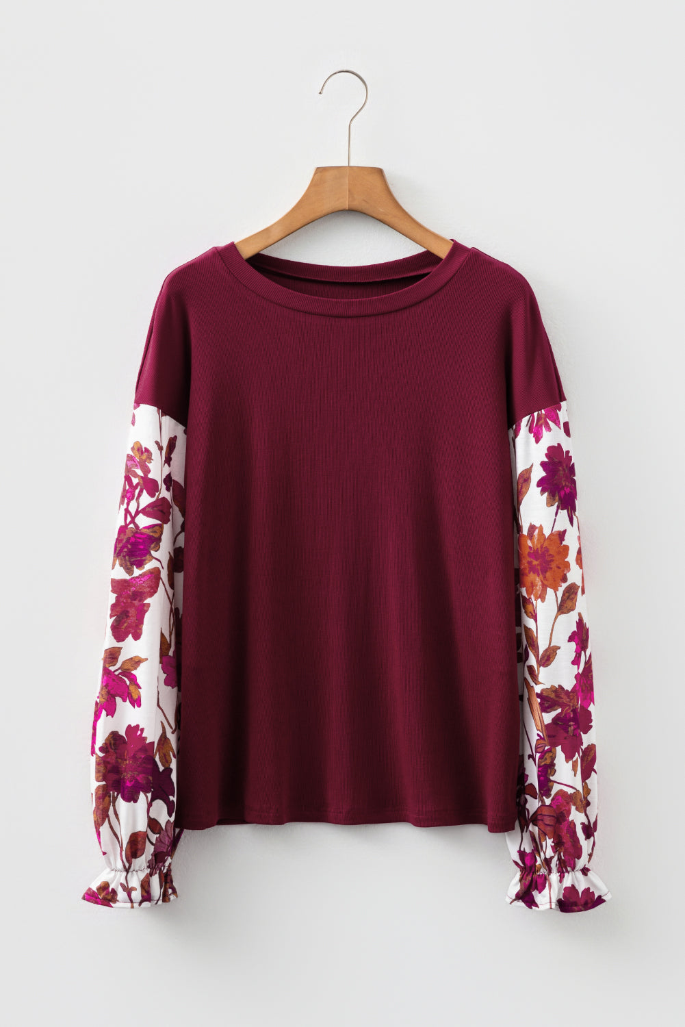 Bellamy Ribbed Body Patchwork Long Sleeve Top