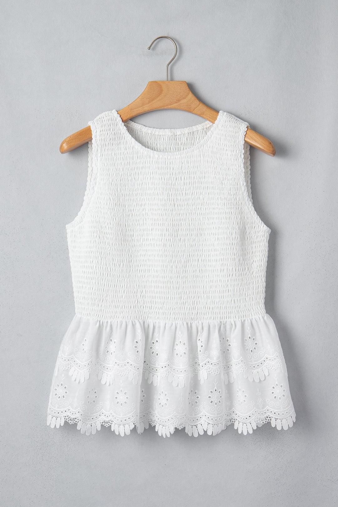 Danielle Smocked Lace Peplum Top