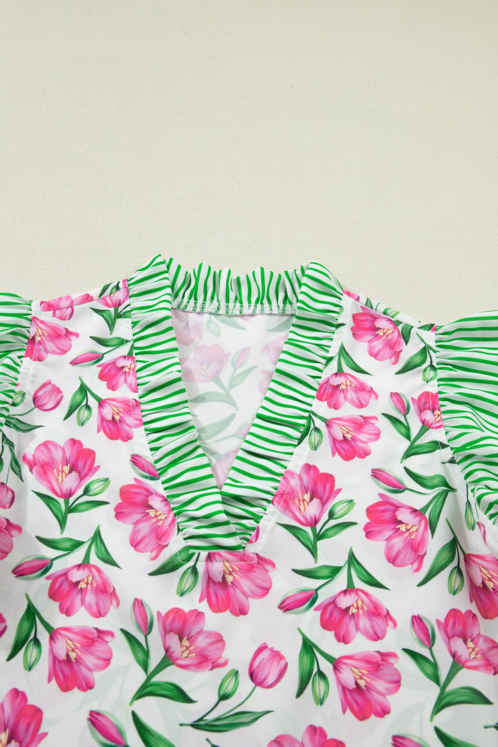 Adelaide Striped Ruffle Trim Blouse