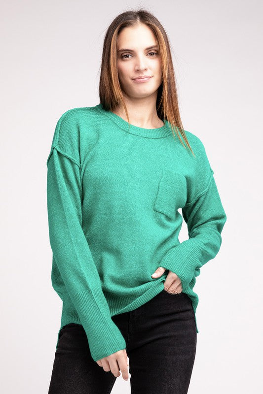 Melange Hi-Low hem Sweater