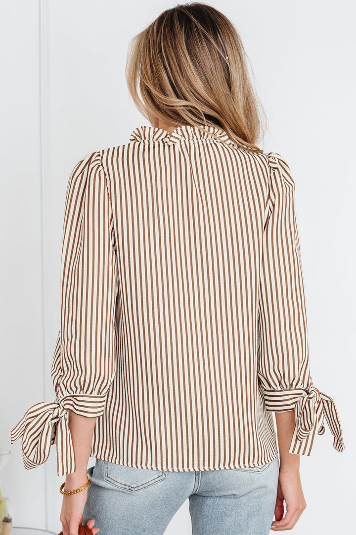 Blair Tied Cuffs Seersucker Blouse