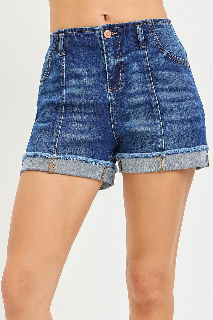 RISEN Slouchy Cuffed Denim Shorts