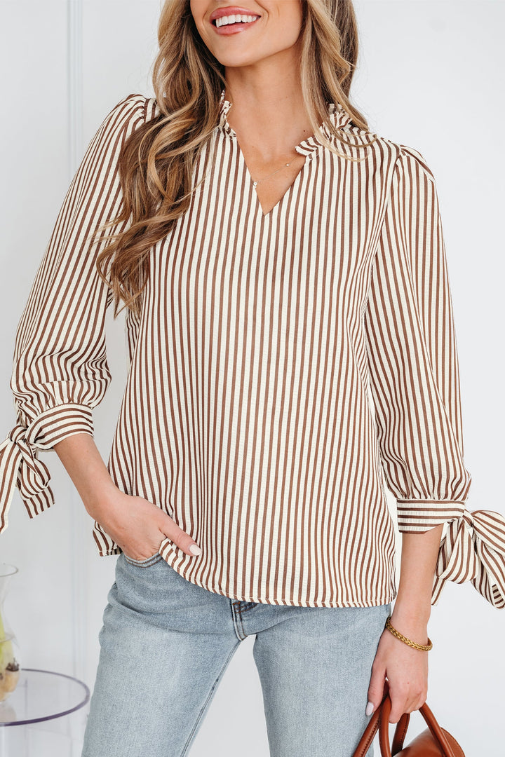Blair Tied Cuffs Seersucker Blouse