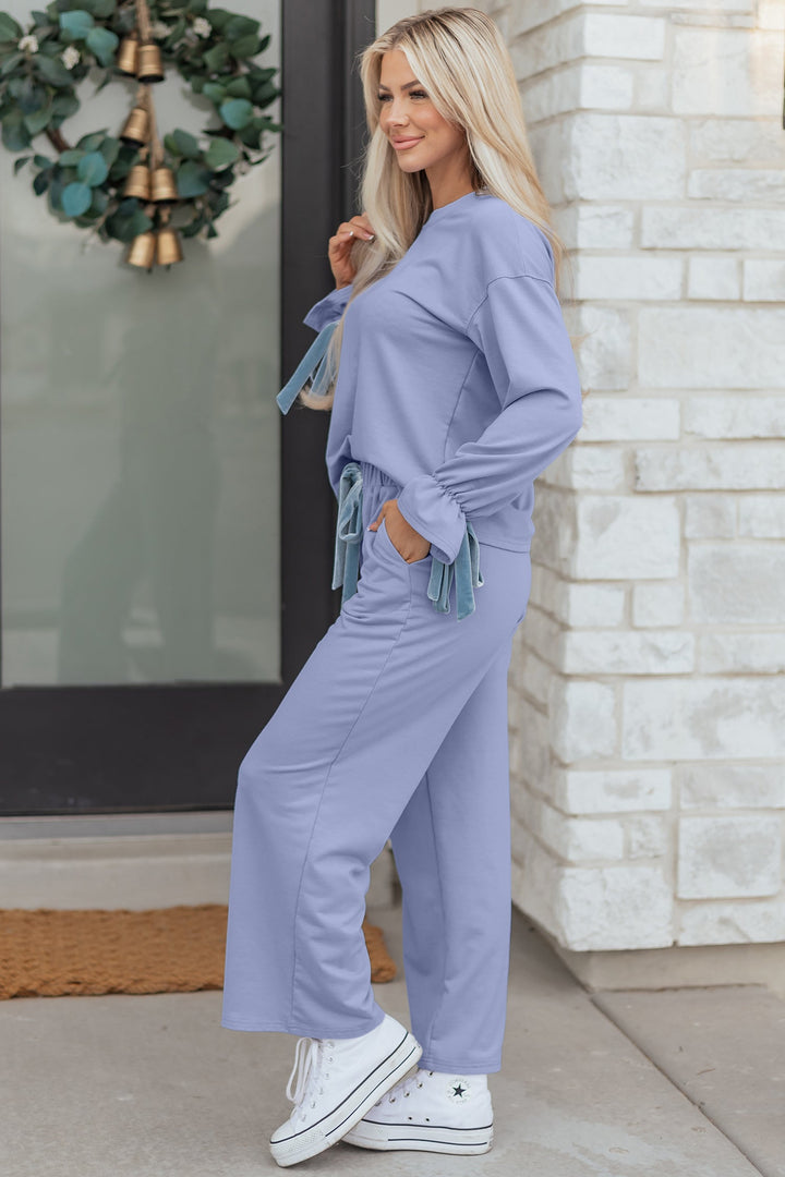 Rory Beau Flounce Long Sleeve Lounge Set