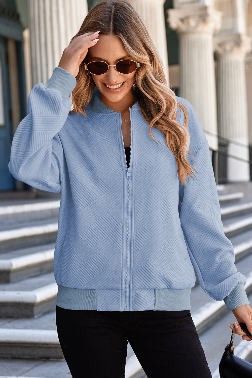 Nylah Stand Zipper Bomber Jacket