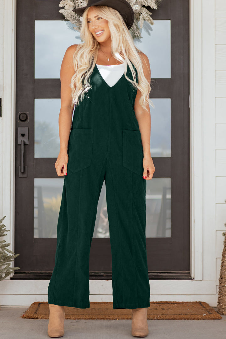 Elle Corduroy Patched Sleeveless Jumpsuit