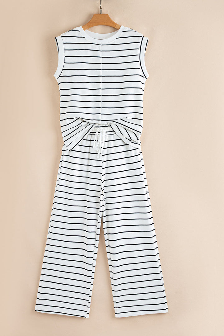 Avery Stripe Casual Wide Leg 2pcs