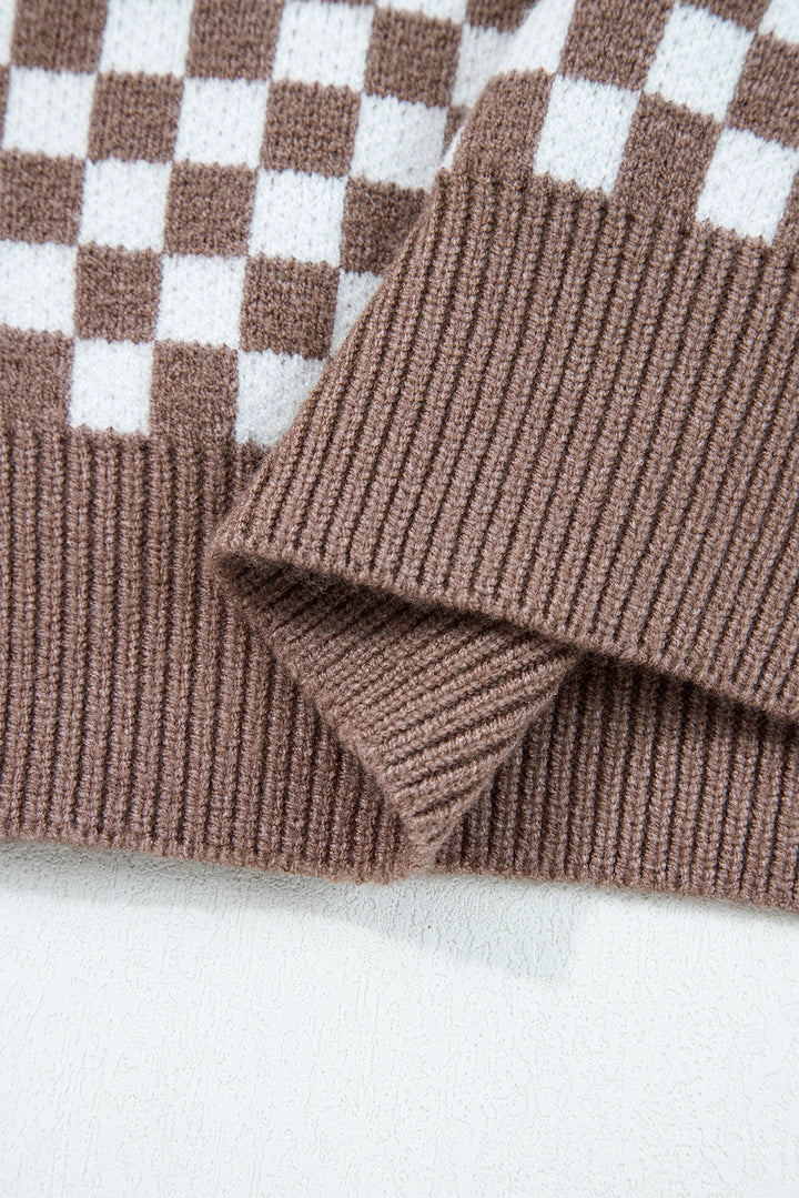 Mckinley Trim Checkerboard Knit Sweater