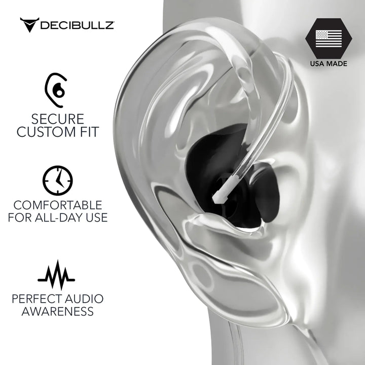 Custom Moldable Awareness Earpiece for Clear Tube, Radio, Surveillance, and Communication Headsets