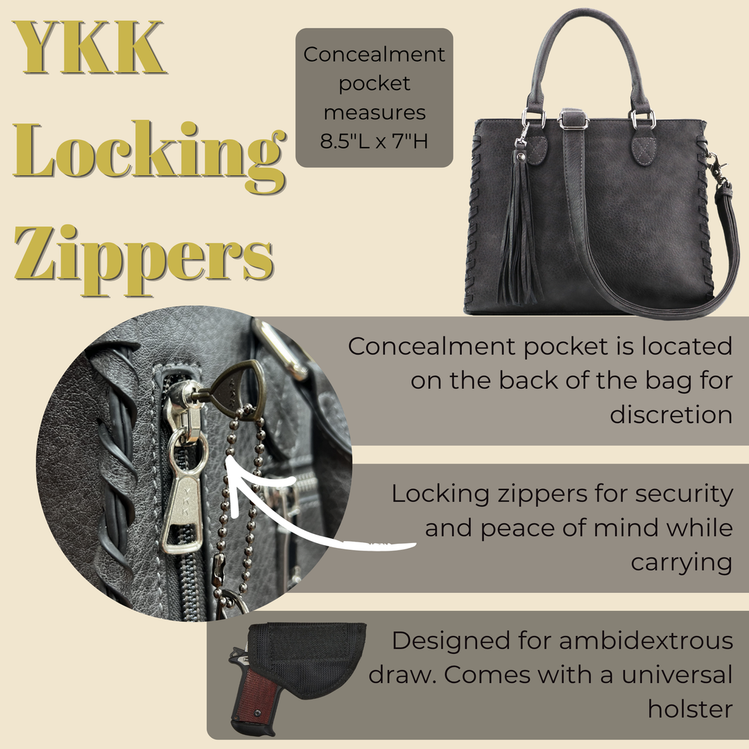 Concealed Carry Crossbody Ann Satchel for Women — Leather CCW Satchel with YKK Zipper and Adjustable Strap