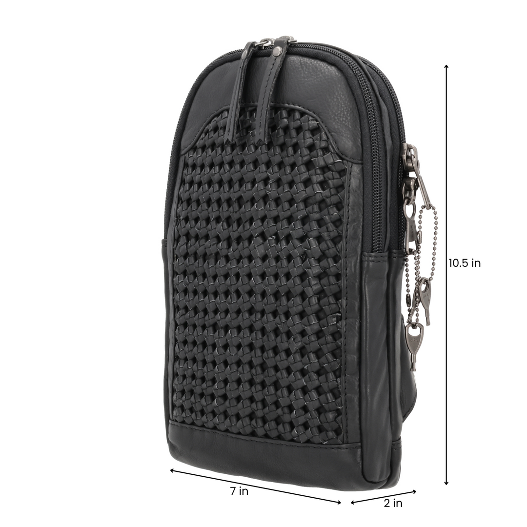 Concealed Carry Bristol Sling Leather Backpack by Lady Conceal