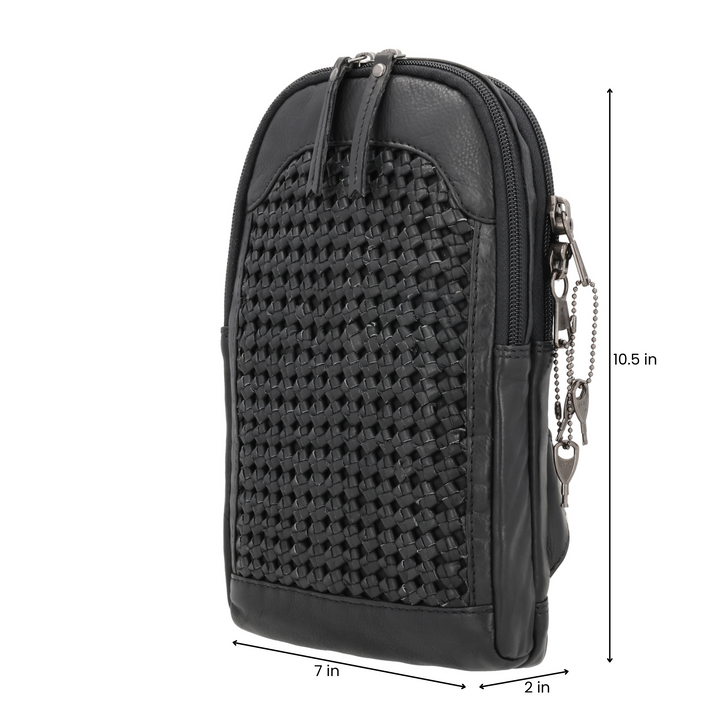 Concealed Carry Bristol Sling Leather Backpack by Lady Conceal