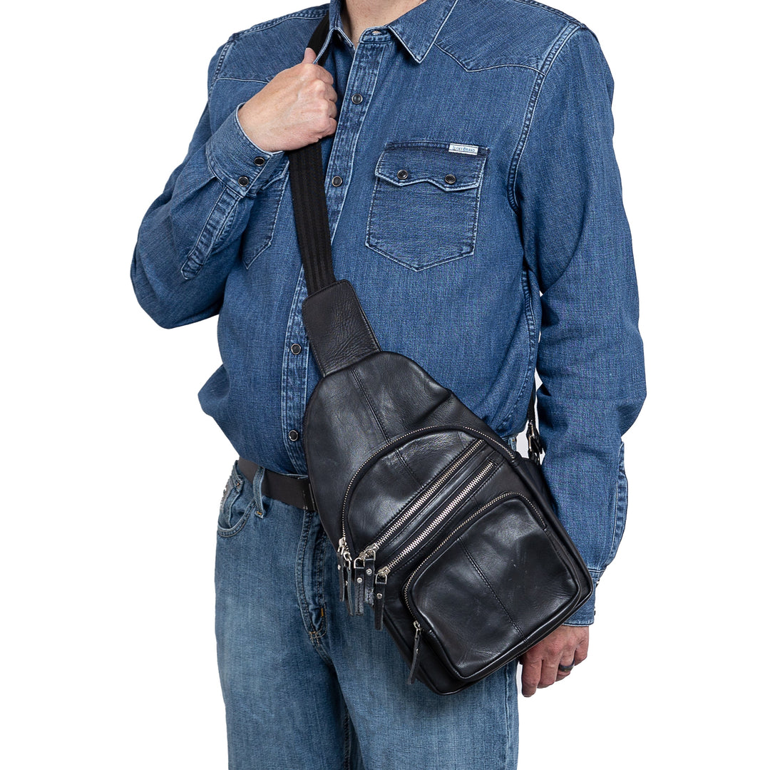 Concealed Carry Weston Lambskin Sling by DS Conceal — Luxuriously Soft CCW Sling Bag with Fast-Access Compartment for Men & Women
