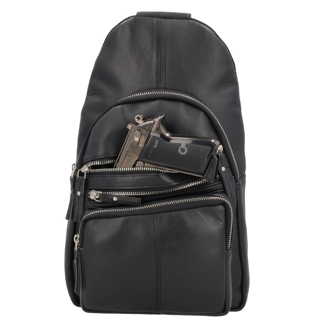 Concealed Carry Weston Lambskin Sling by DS Conceal — Luxuriously Soft CCW Sling Bag with Fast-Access Compartment for Men & Women
