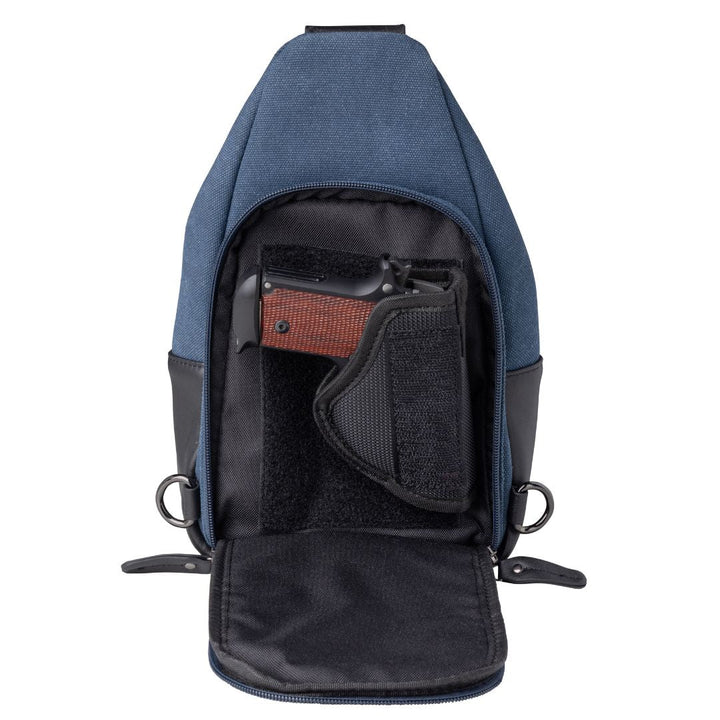 Concealed Carry Indie Canvas Sling by DS Conceal — Unisex CCW Sling Bag with Fast-Access Compartment & Universal Holster