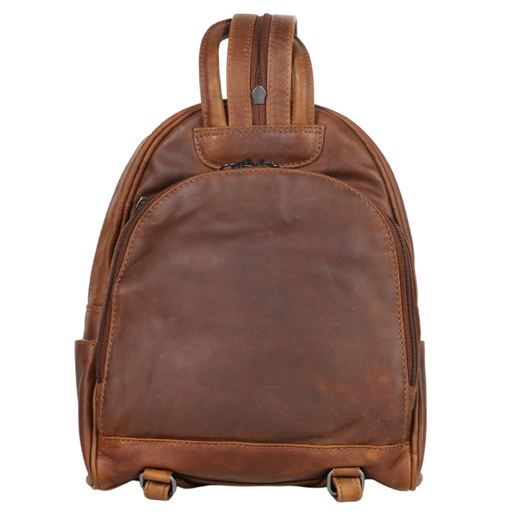 Concealed Carry RFID Daisy Leather Backpack for Women — CCW Backpack Purse with RFID Protection and Locking Gun Compartment
