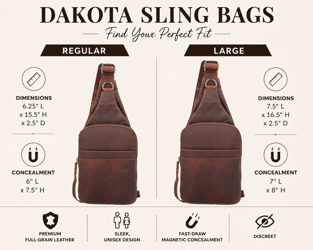 Concealed Carry Unisex Dakota Leather Sling by Lady Conceal - Large and Regular Size