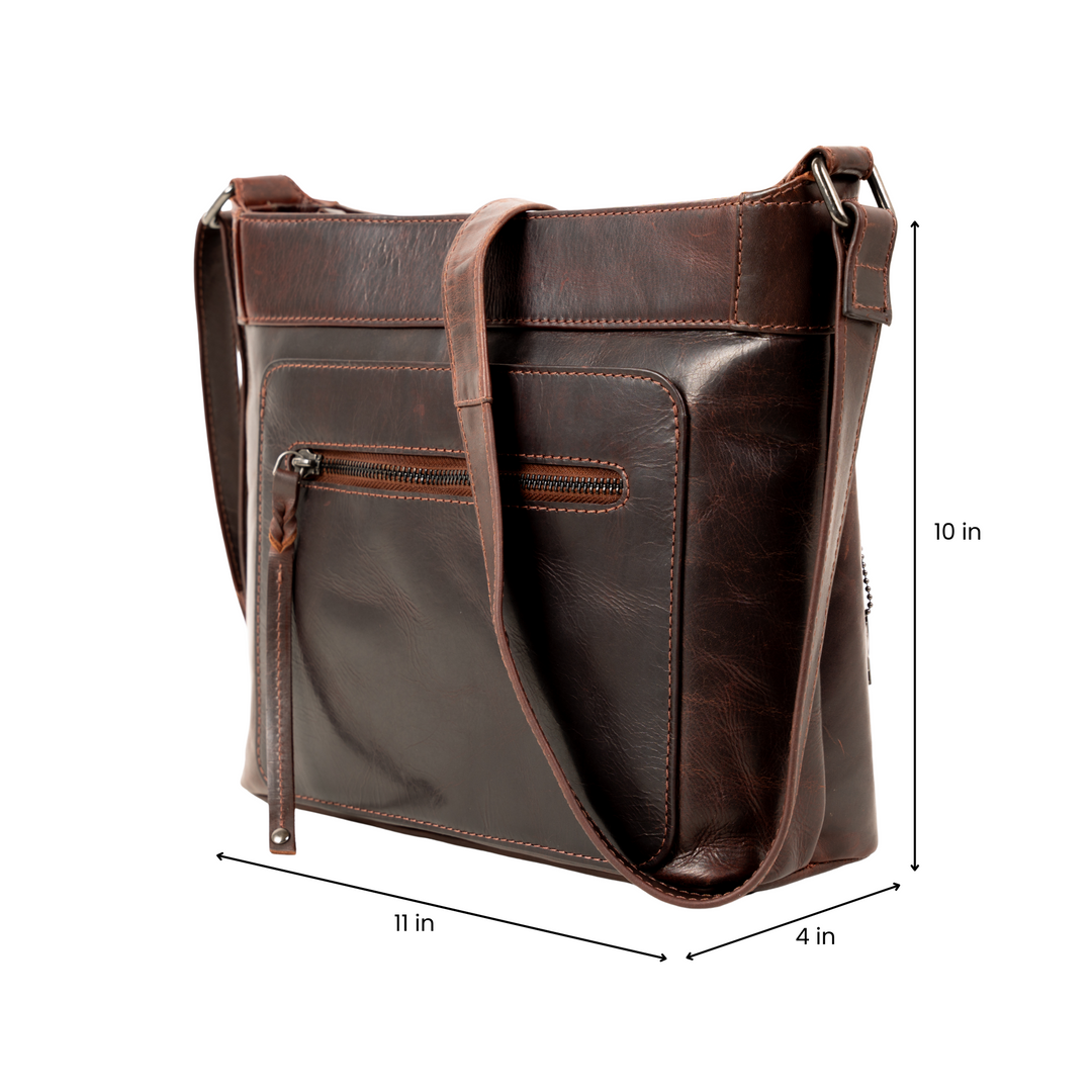 Delaney Concealed Carry Crossbody — Full-Grain Leather Purse with Ambidextrous YKK Locking Zippers & Universal Holster