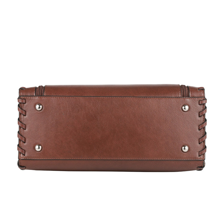 Concealed Carry Emma Leather Satchel — Spacious CCW Purse with Hidden Gun Compartment and Locking Zipper