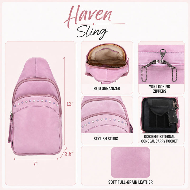 Concealed Carry Haven Sling Leather Backpack by Lady Conceal