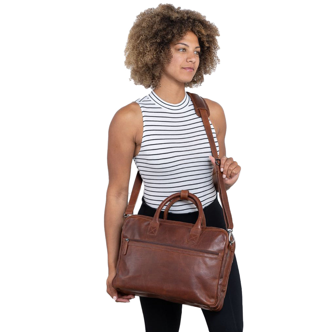 Concealed Carry Hayden Leather Computer Briefcase with RFID Organizer by Lady Conceal — Large CCW Bag Preferred by Men, Fits Laptops & Full-Size Handguns