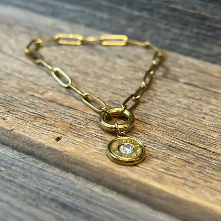 Paperclip Bracelet with bullet charm