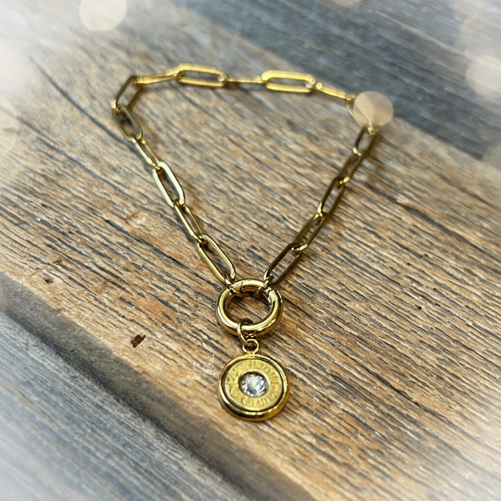 Paperclip Bracelet with bullet charm