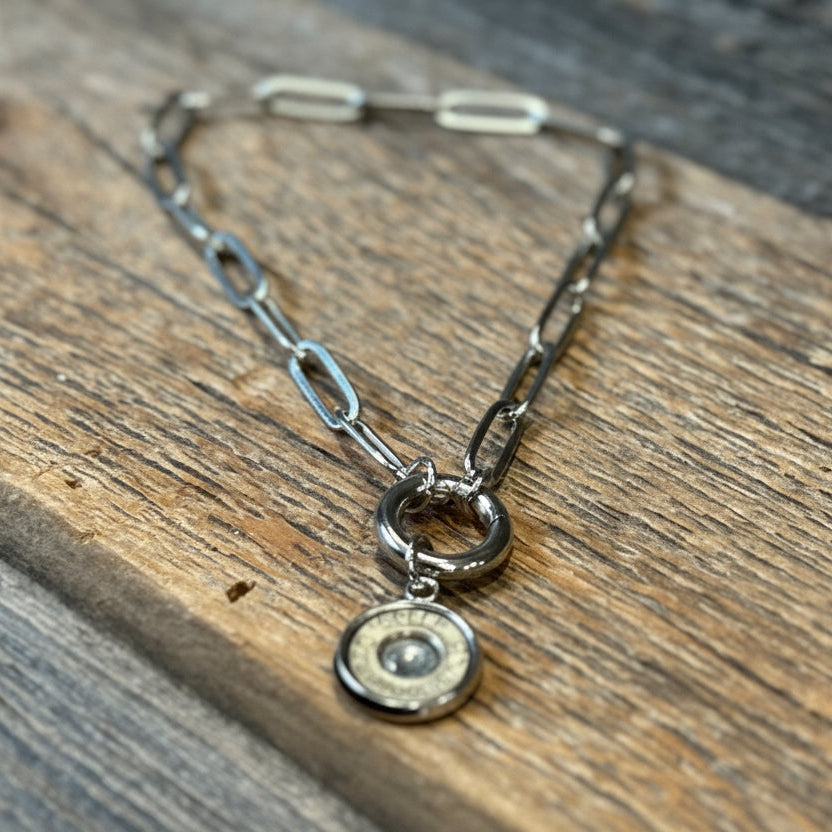 Paperclip Bracelet with bullet charm