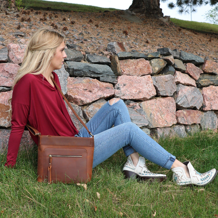 Delaney Concealed Carry Crossbody — Full-Grain Leather Purse with Ambidextrous YKK Locking Zippers & Universal Holster