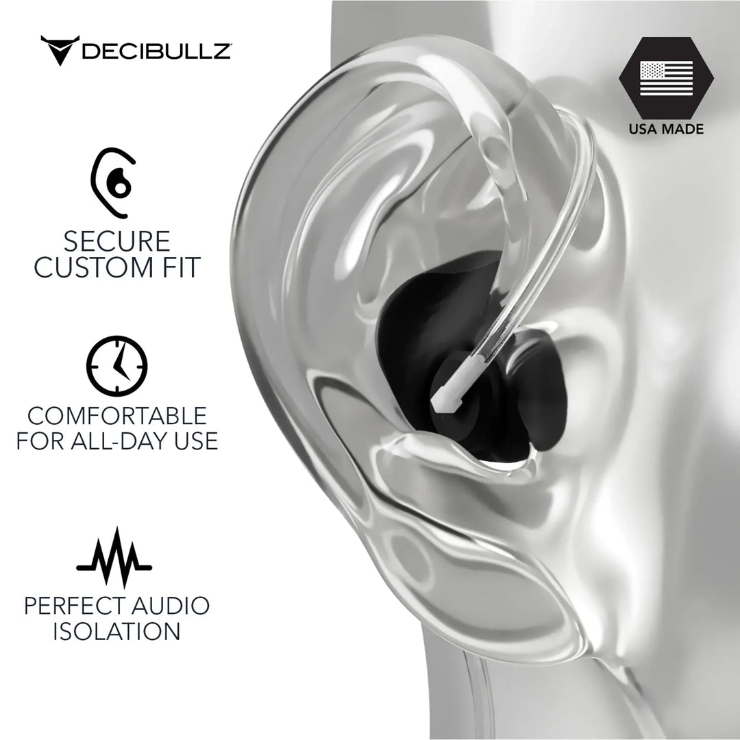 Custom Moldable Isolation Earpiece for Clear Tube, Radio, Surveillance, and Communication Headsets