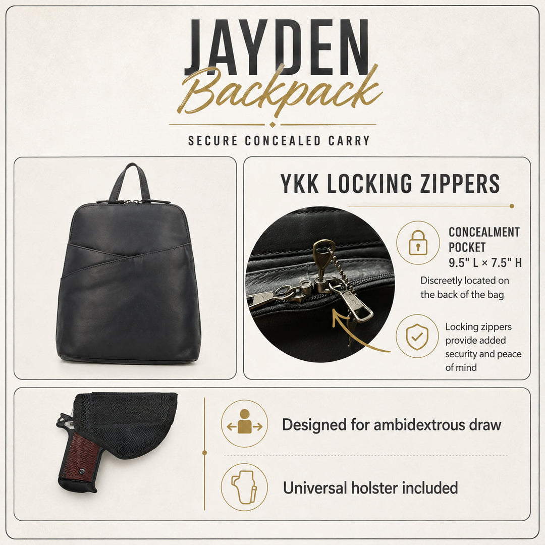 Concealed Carry Jayden Leather Backpack by Lady Conceal