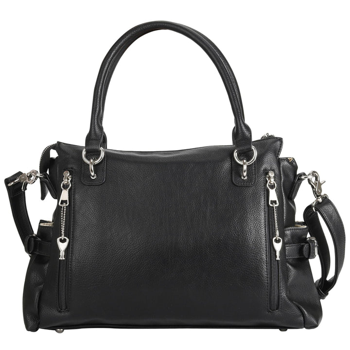 Concealed Carry Jessica Satchel by Lady Conceal — Women's Vegan Leather CCW Purse with Hidden Gun Compartment & YKK Locking Zipper