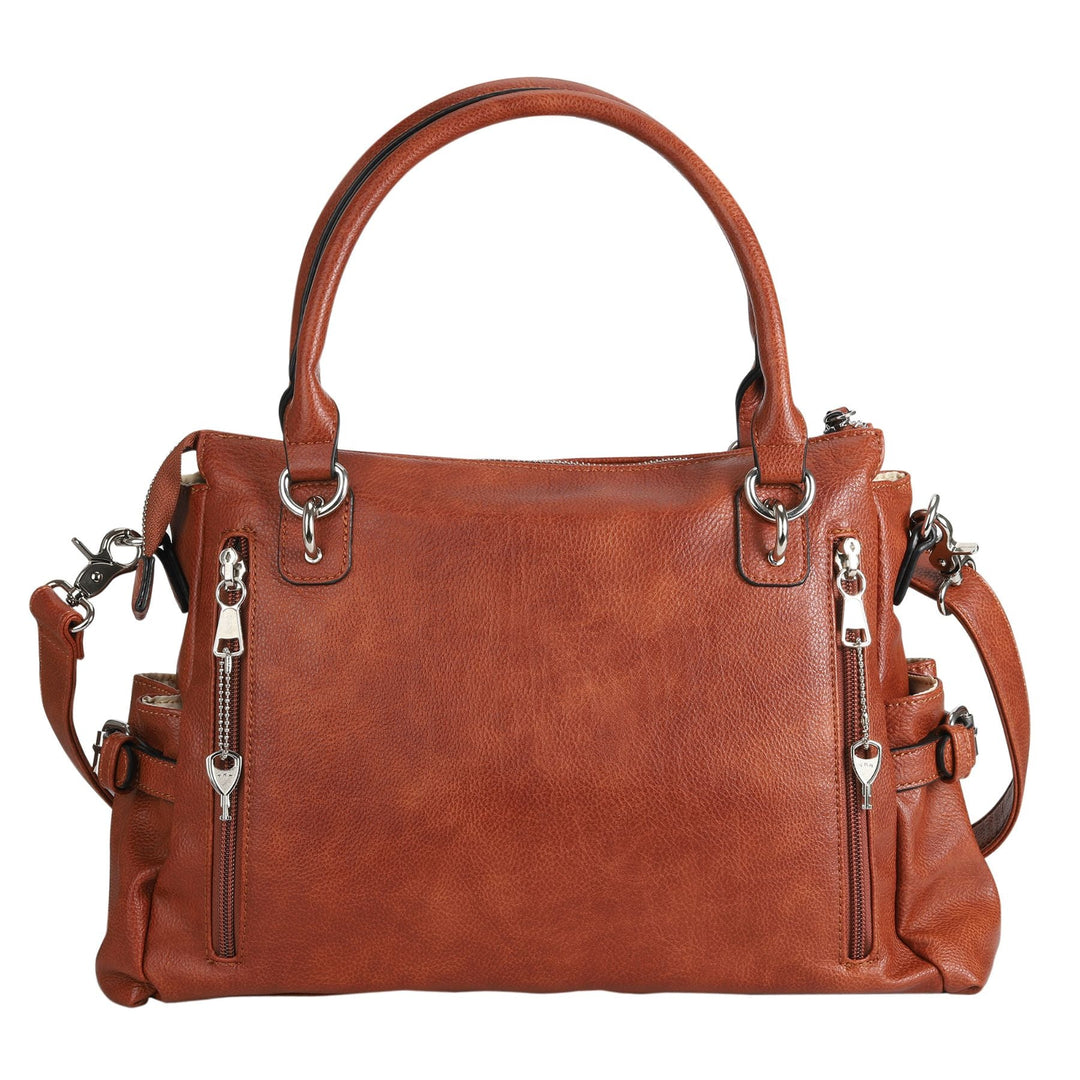 Concealed Carry Jessica Satchel by Lady Conceal — Women's Vegan Leather CCW Purse with Hidden Gun Compartment & YKK Locking Zipper