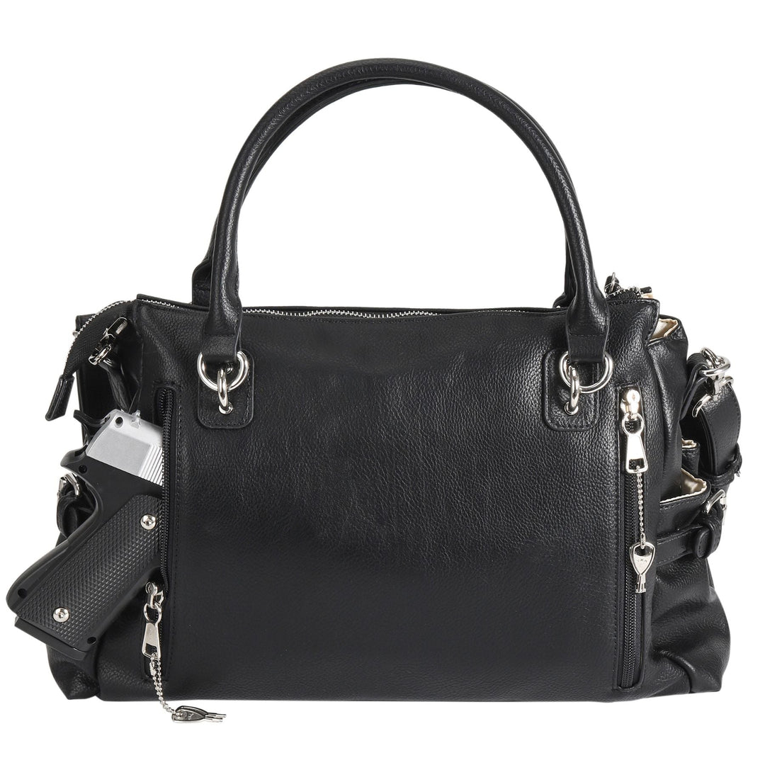 Concealed Carry Jessica Satchel by Lady Conceal — Women's Vegan Leather CCW Purse with Hidden Gun Compartment & YKK Locking Zipper